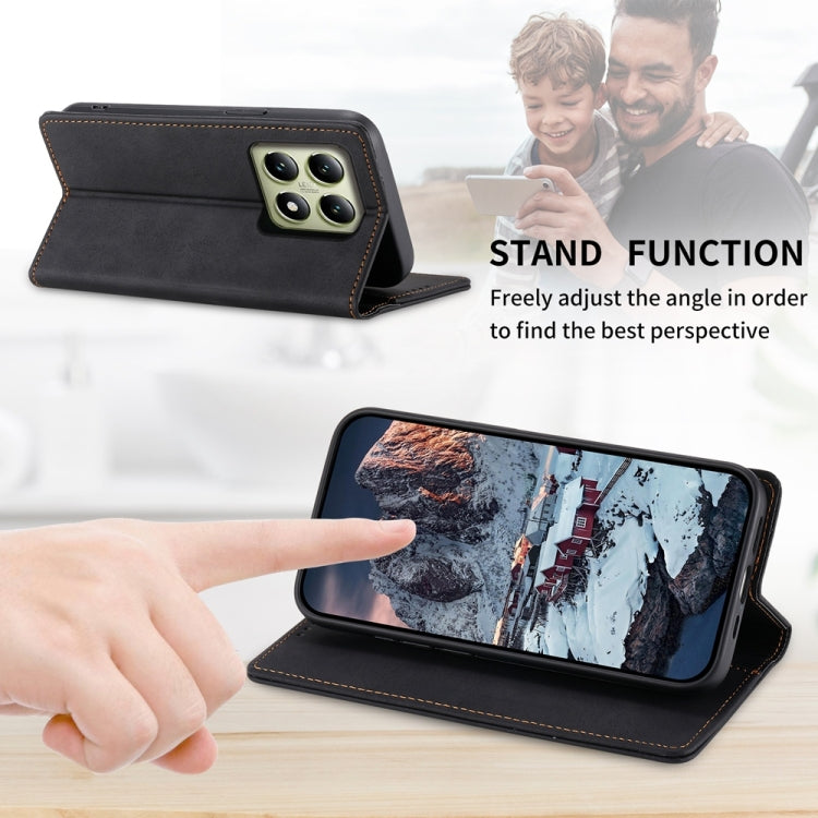For Xiaomi 14T Business Solid Color Magnetic RFID Leather Phone Case
