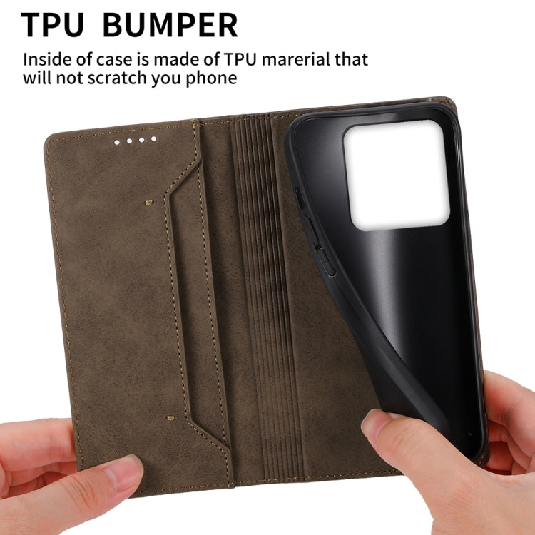 For Xiaomi 14T Pro Business Solid Color Magnetic RFID Leather Phone Case