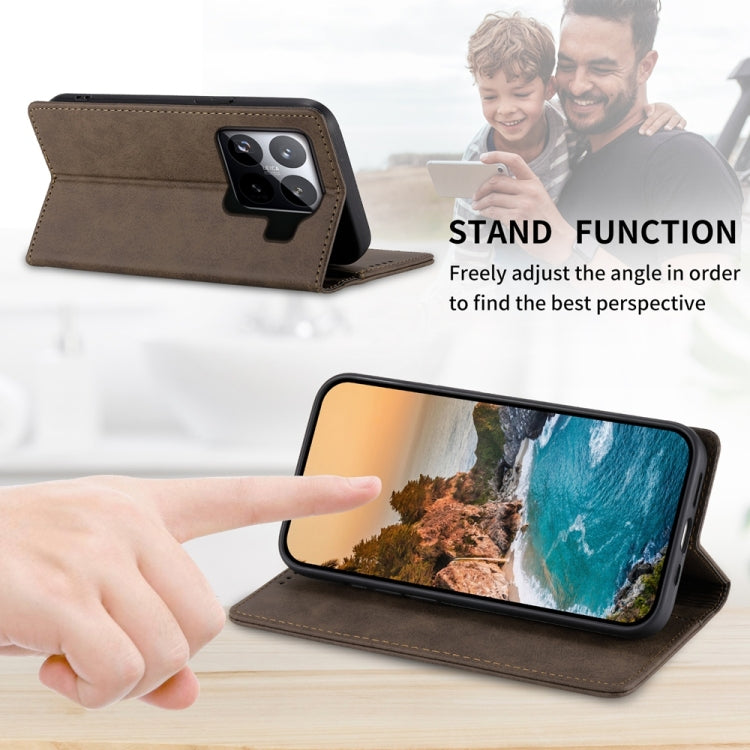 For Xiaomi 15 Business Solid Color Magnetic RFID Leather Phone Case