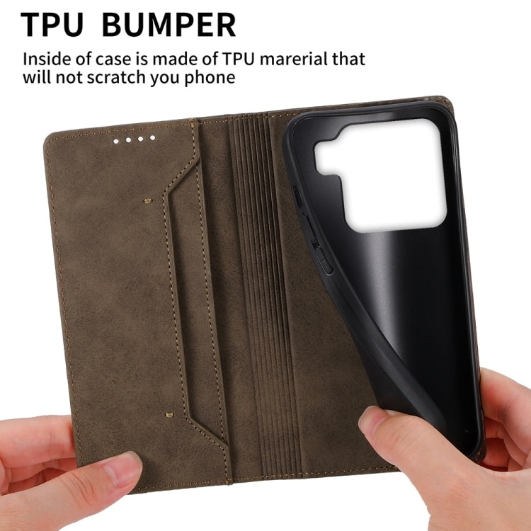 For Xiaomi 15 Pro Business Solid Color Magnetic RFID Leather Phone Case
