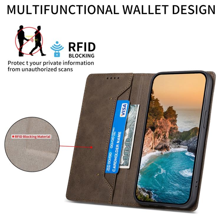 For Xiaomi 15 Ultra Business Solid Color Magnetic RFID Leather Phone Case