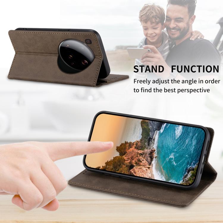 For Xiaomi 15 Ultra Business Solid Color Magnetic RFID Leather Phone Case