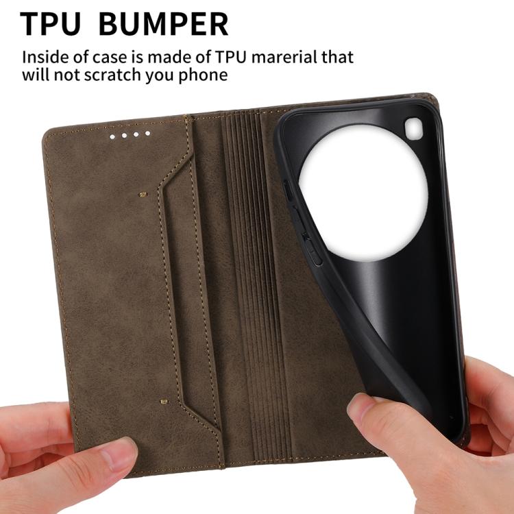 For Xiaomi 15 Ultra Business Solid Color Magnetic RFID Leather Phone Case