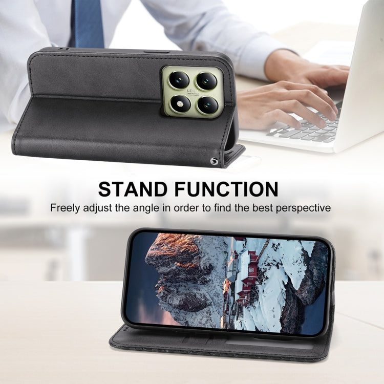 For Xiaomi 14T Cubic Grid Calf Texture Magnetic Leather Phone Case