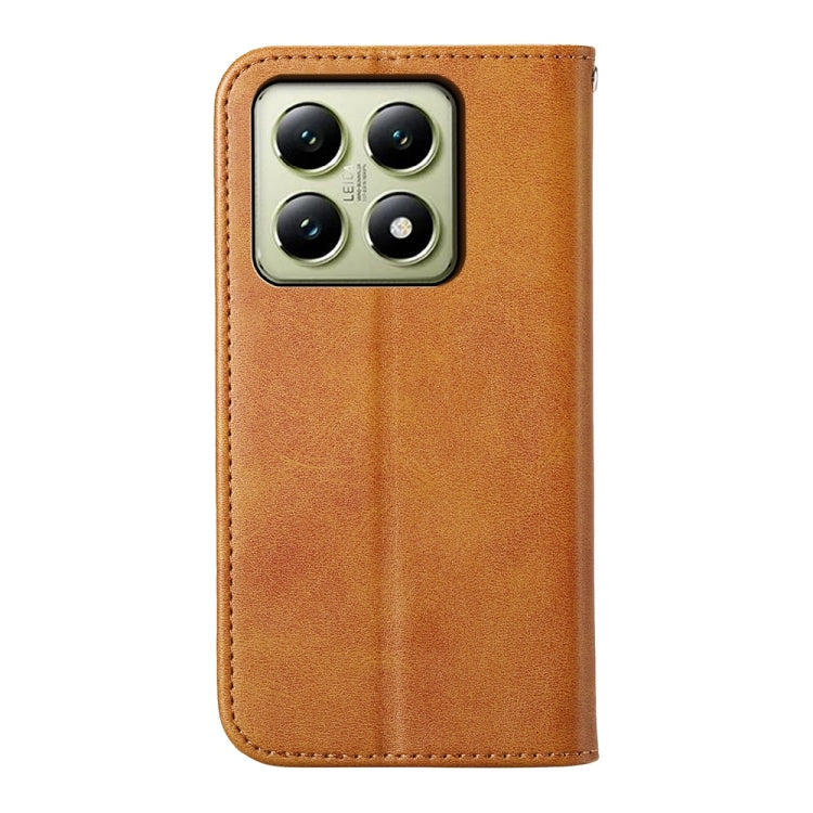 For Xiaomi 14T Cubic Grid Calf Texture Magnetic Leather Phone Case