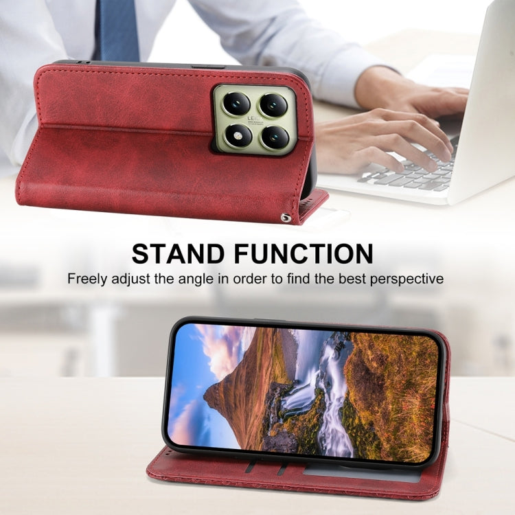 For Xiaomi 14T Cubic Grid Calf Texture Magnetic Leather Phone Case
