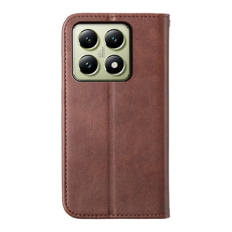 For Xiaomi 14T Cubic Grid Calf Texture Magnetic Leather Phone Case