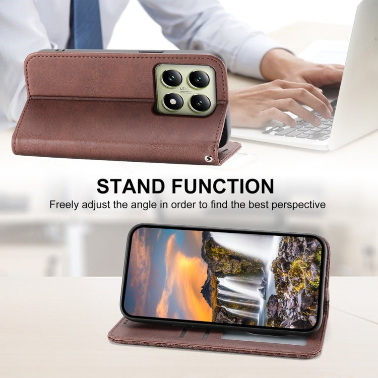 For Xiaomi 14T Cubic Grid Calf Texture Magnetic Leather Phone Case