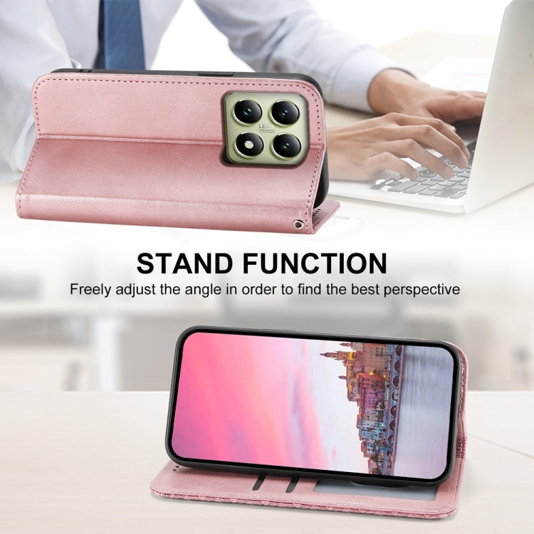 For Xiaomi 14T Cubic Grid Calf Texture Magnetic Leather Phone Case