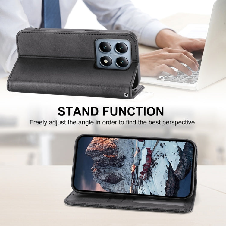 For Xiaomi 14T Pro Cubic Grid Calf Texture Magnetic Leather Phone Case
