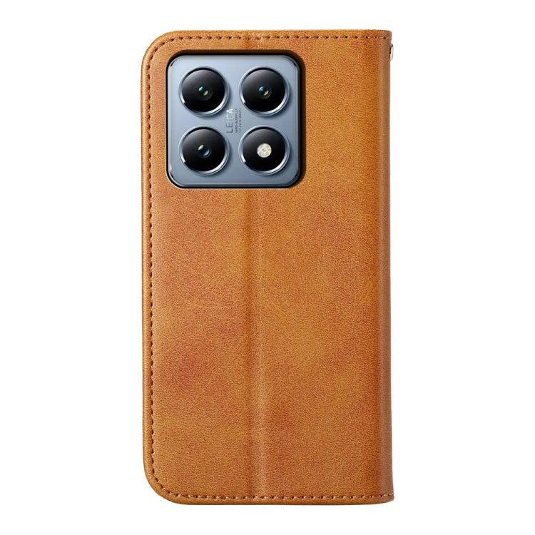 For Xiaomi 14T Pro Cubic Grid Calf Texture Magnetic Leather Phone Case