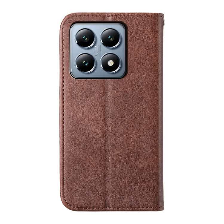 For Xiaomi 14T Pro Cubic Grid Calf Texture Magnetic Leather Phone Case