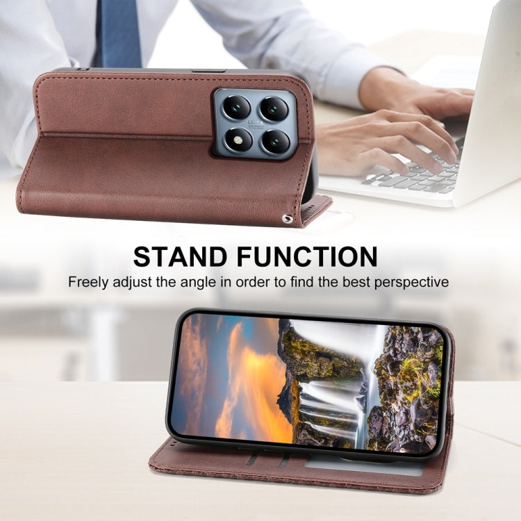 For Xiaomi 14T Pro Cubic Grid Calf Texture Magnetic Leather Phone Case