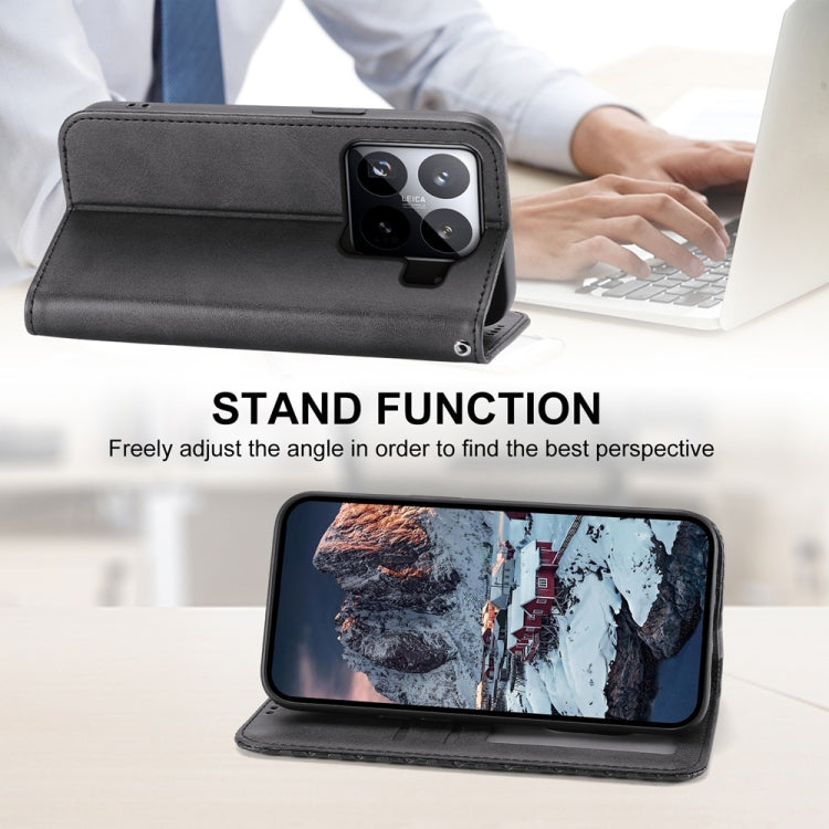 For Xiaomi 15 Cubic Grid Calf Texture Magnetic Leather Phone Case