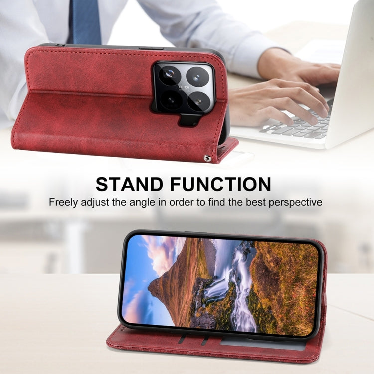 For Xiaomi 15 Cubic Grid Calf Texture Magnetic Leather Phone Case