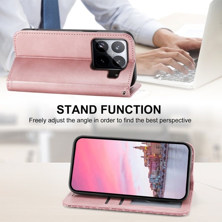 For Xiaomi 15 Cubic Grid Calf Texture Magnetic Leather Phone Case