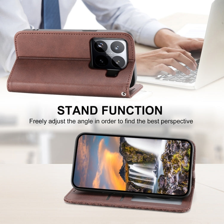 For Xiaomi 15 Pro Cubic Grid Calf Texture Magnetic Leather Phone Case