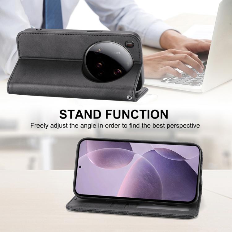 For Xiaomi 15 Ultra Cubic Grid Calf Texture Magnetic Leather Phone Case