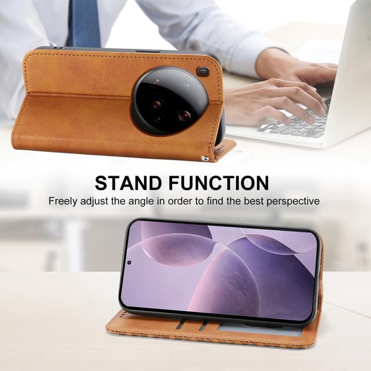 For Xiaomi 15 Ultra Cubic Grid Calf Texture Magnetic Leather Phone Case