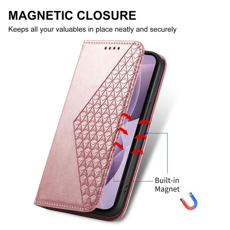 For Xiaomi 15 Ultra Cubic Grid Calf Texture Magnetic Leather Phone Case
