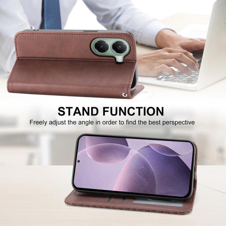 For Xiaomi Poco X7 Pro / Redmi Turbo 4 Cubic Grid Calf Texture Magnetic Leather Phone Case