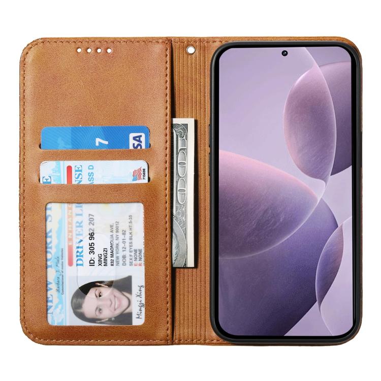 For Xiaomi 17 Cubic Grid Calf Texture Magnetic Leather Phone Case