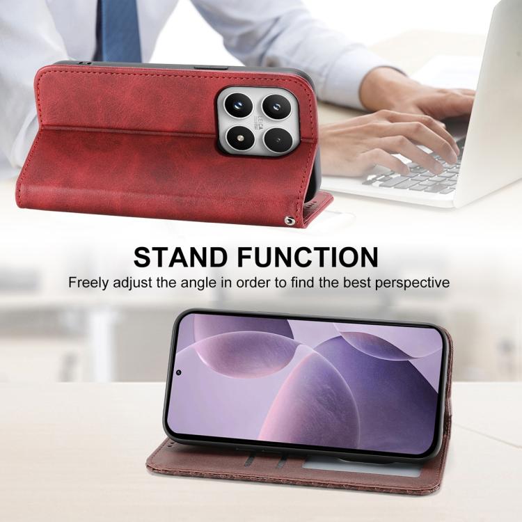 For Xiaomi 17 Cubic Grid Calf Texture Magnetic Leather Phone Case