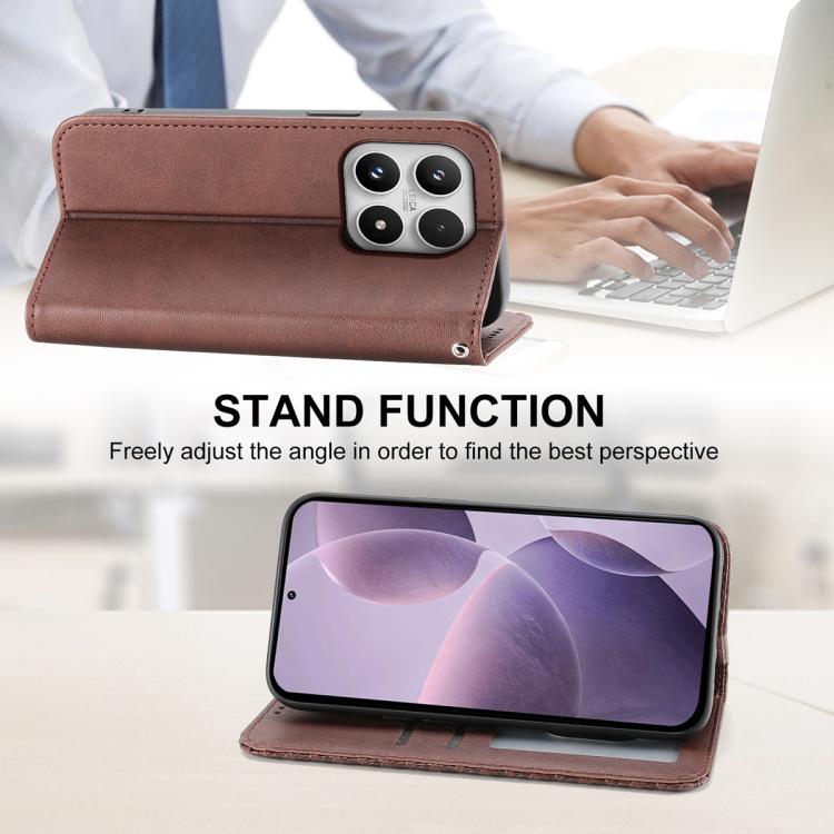 For Xiaomi 17 Cubic Grid Calf Texture Magnetic Leather Phone Case