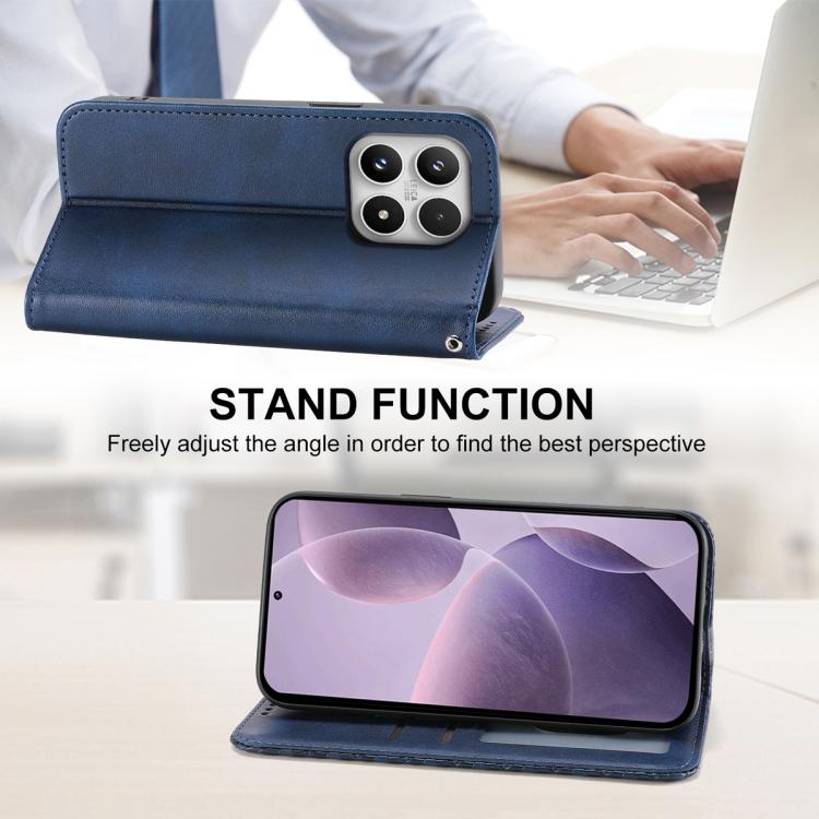 For Xiaomi 17 Cubic Grid Calf Texture Magnetic Leather Phone Case