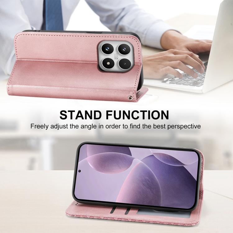For Xiaomi 17 Cubic Grid Calf Texture Magnetic Leather Phone Case