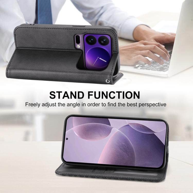 For Xiaomi 17 Pro Cubic Grid Calf Texture Magnetic Leather Phone Case
