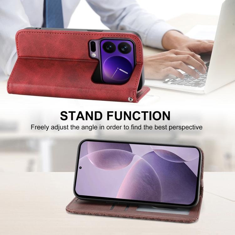 For Xiaomi 17 Pro Cubic Grid Calf Texture Magnetic Leather Phone Case
