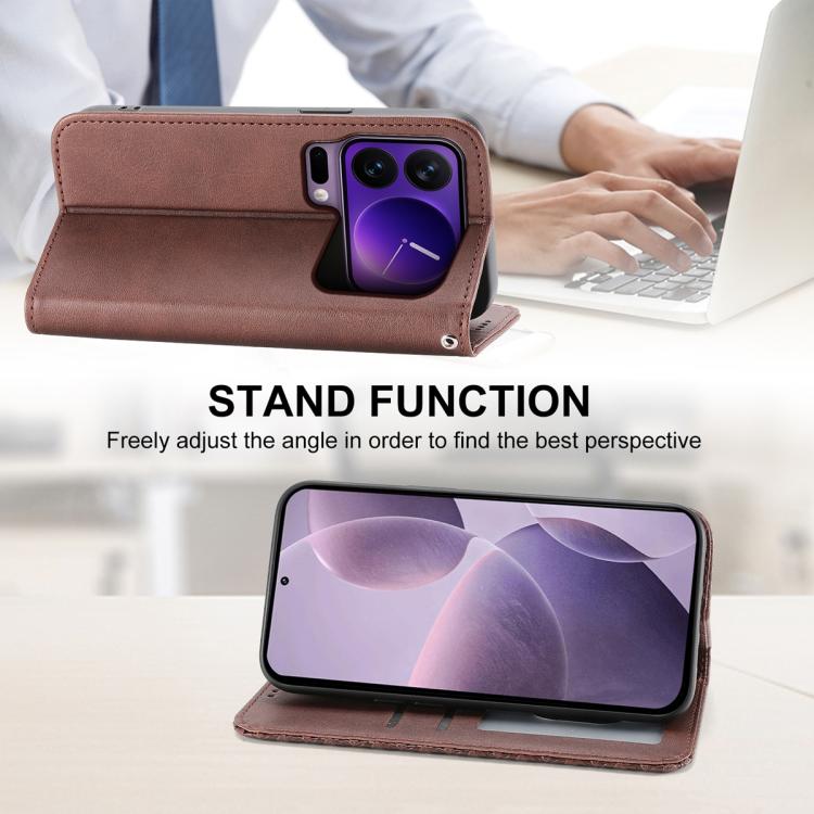 For Xiaomi 17 Pro Cubic Grid Calf Texture Magnetic Leather Phone Case