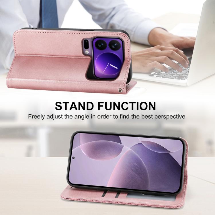 For Xiaomi 17 Pro Cubic Grid Calf Texture Magnetic Leather Phone Case