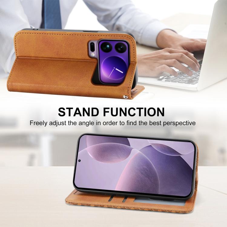 For Xiaomi 17 Pro Max Cubic Grid Calf Texture Magnetic Leather Phone Case