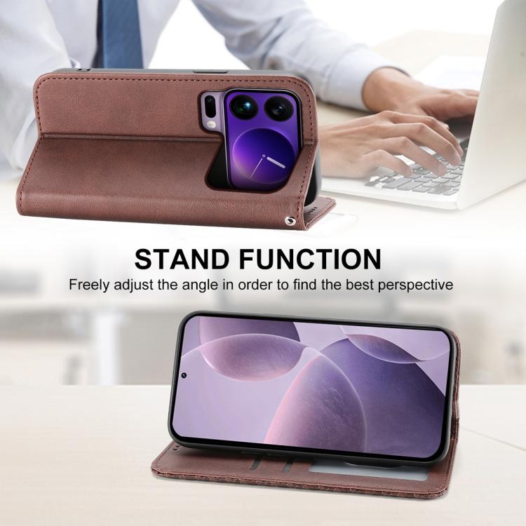 For Xiaomi 17 Pro Max Cubic Grid Calf Texture Magnetic Leather Phone Case