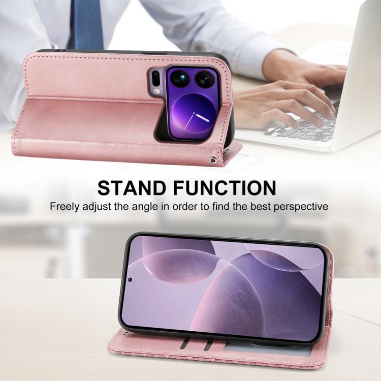 For Xiaomi 17 Pro Max Cubic Grid Calf Texture Magnetic Leather Phone Case