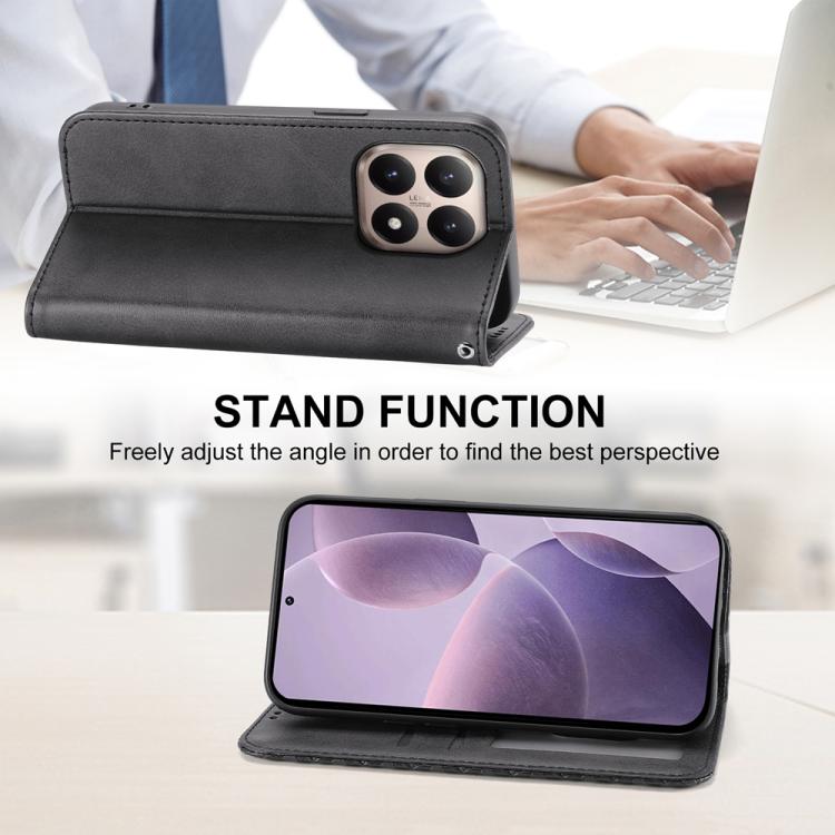 For Xiaomi 15T 5G Cubic Grid Calf Texture Magnetic Leather Phone Case