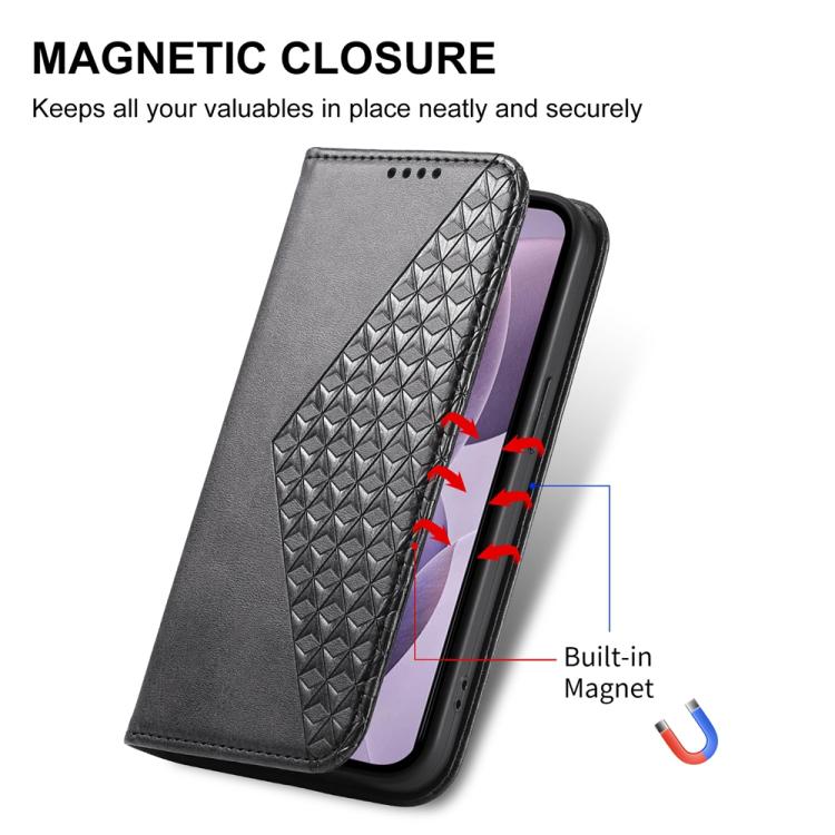 For Xiaomi 15T 5G Cubic Grid Calf Texture Magnetic Leather Phone Case