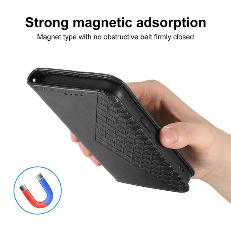 For Xiaomi 15T Pro 5G Cubic Grid Calf Texture Magnetic Leather Phone Case