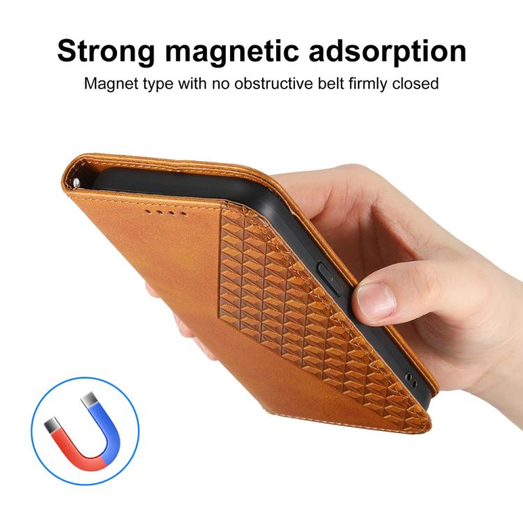 For Xiaomi 15T Pro 5G Cubic Grid Calf Texture Magnetic Leather Phone Case