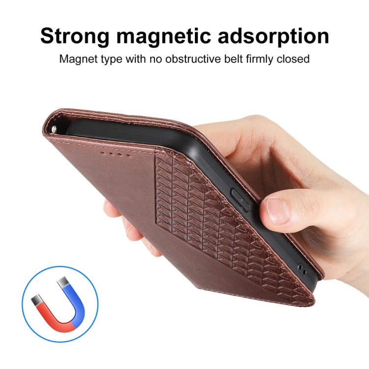 For Xiaomi 15T Pro 5G Cubic Grid Calf Texture Magnetic Leather Phone Case