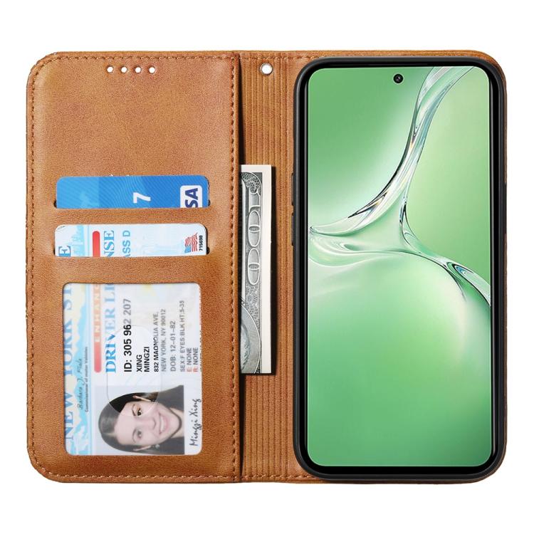 For OnePlus 13R / Ace 5 / Ace 5 Pro Cubic Grid Calf Texture Magnetic Leather Phone Case