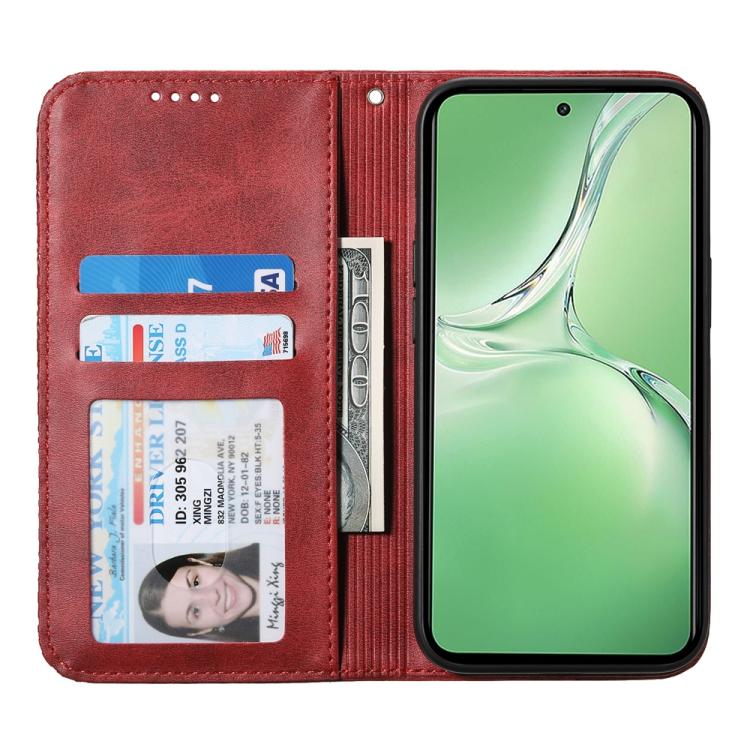For OnePlus 13R / Ace 5 / Ace 5 Pro Cubic Grid Calf Texture Magnetic Leather Phone Case