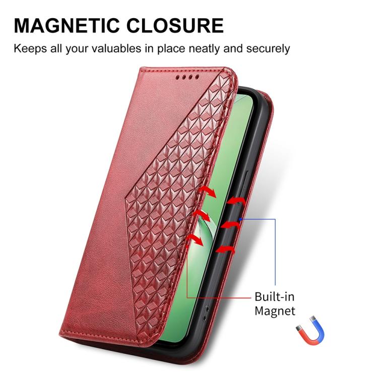 For OnePlus 13R / Ace 5 / Ace 5 Pro Cubic Grid Calf Texture Magnetic Leather Phone Case