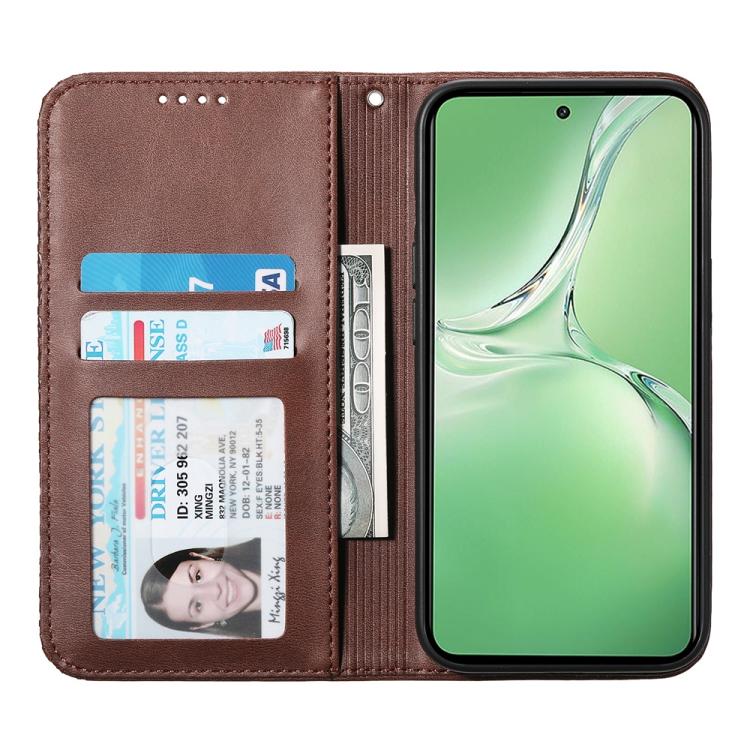 For OnePlus 13R / Ace 5 / Ace 5 Pro Cubic Grid Calf Texture Magnetic Leather Phone Case