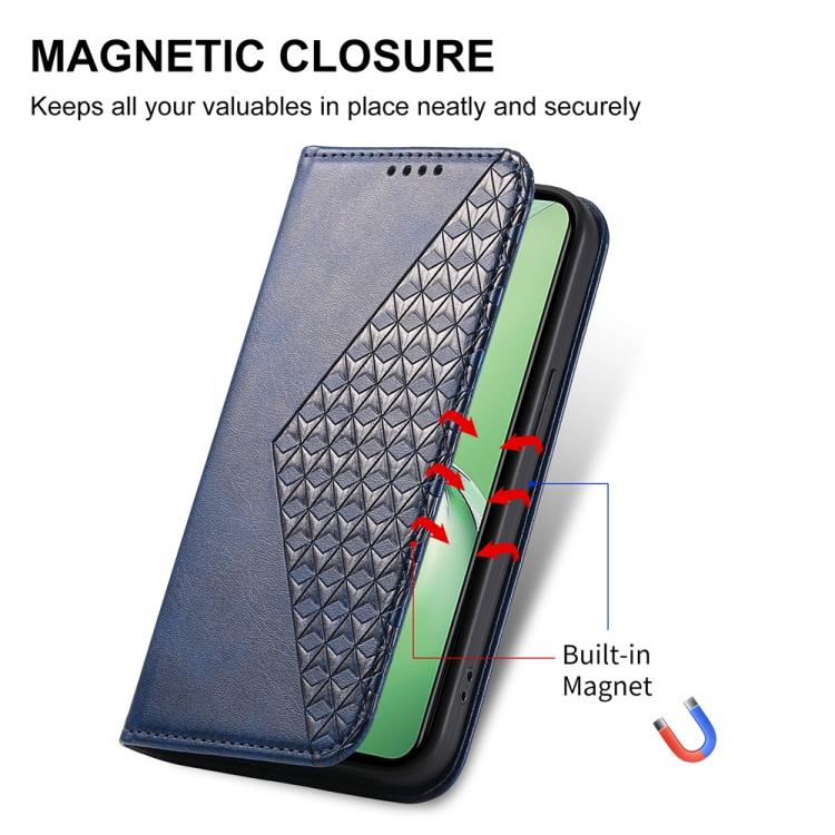 For OnePlus 13R / Ace 5 / Ace 5 Pro Cubic Grid Calf Texture Magnetic Leather Phone Case