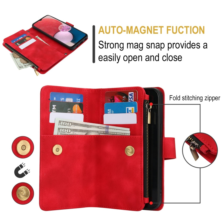 For Samsung Galaxy A13 4G / 5G Dream 9-Card Zipper Wallet RFID Leather Phone Case with Lanyard