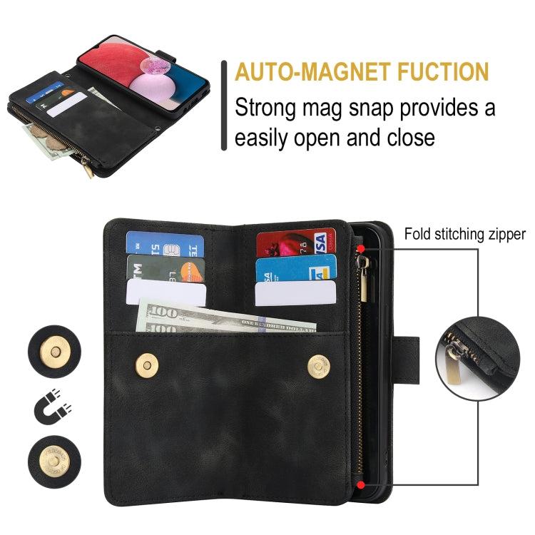 For Samsung Galaxy A13 4G / 5G Dream 9-Card Zipper Wallet RFID Leather Phone Case with Lanyard