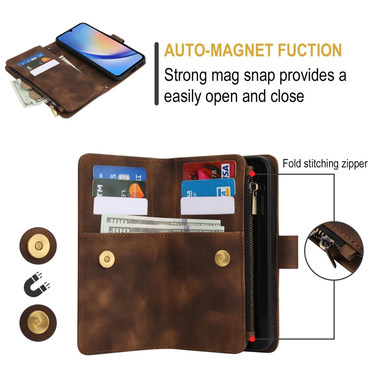For Samsung Galaxy A14 4G / 5G Dream 9-Card Zipper Wallet RFID Leather Phone Case with Lanyard